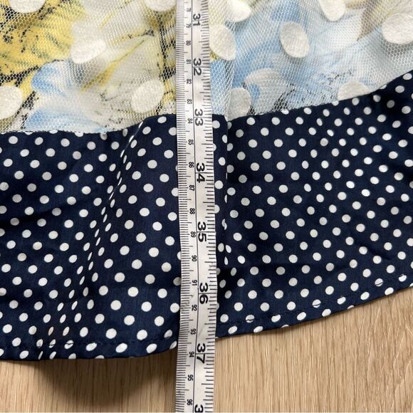RYU Anthropologie Tulle Fit and Flare Floral Dress Mesh Polka Dot Overlay NWT - Picture 10 of 13